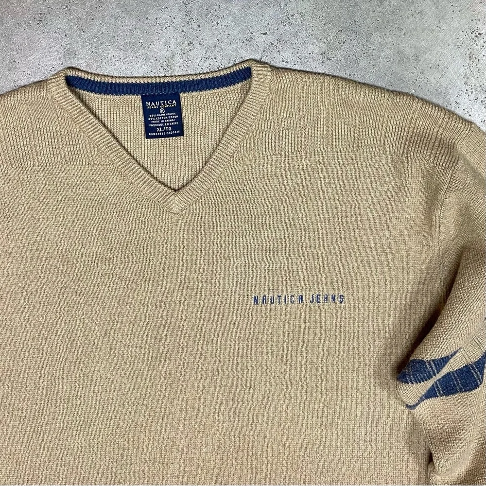 Vintage Nautica Jeans Striped Knit Heavyweight Sweater - Picture 2 of 8
